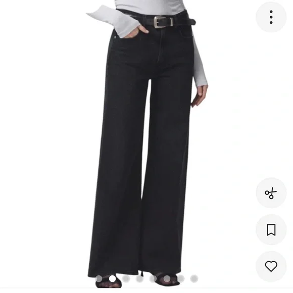 Citizens of Humanity Paloma Hi- Rise Wide Leg Baggy Black Jeans, Size 31